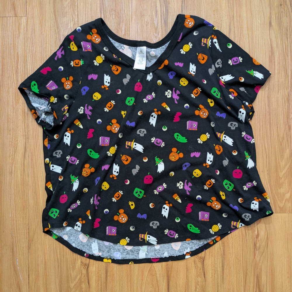 Disney Parks‎ Womens Shirt Sz 2X Halloween 2022 Mickey Treats Ghost Icons